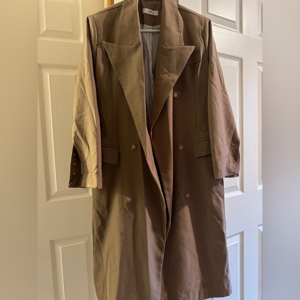 Classic Tan Double-Breasted Women's Coat